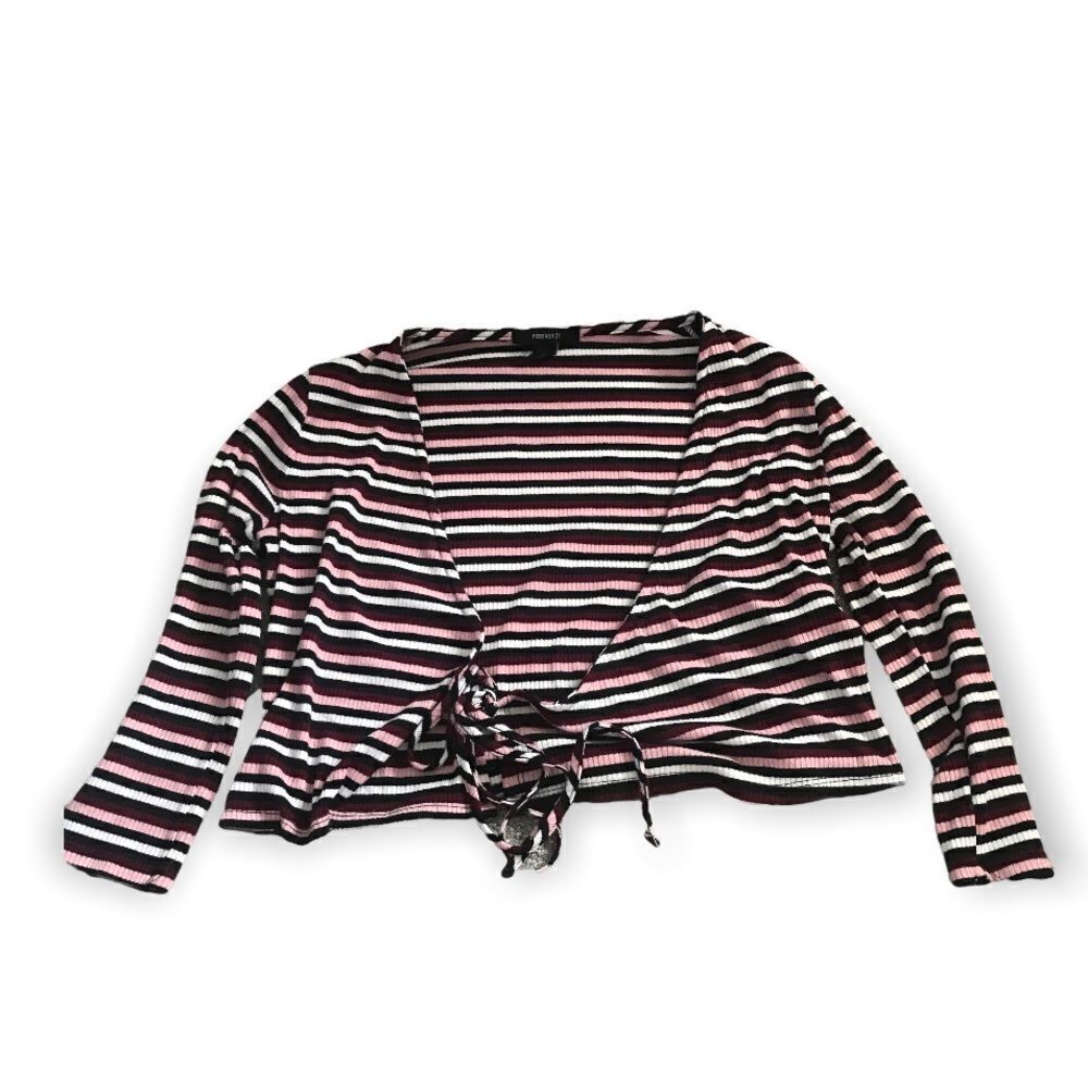 3/$15 forever 21 striped 3/4 sleeve wrap top
